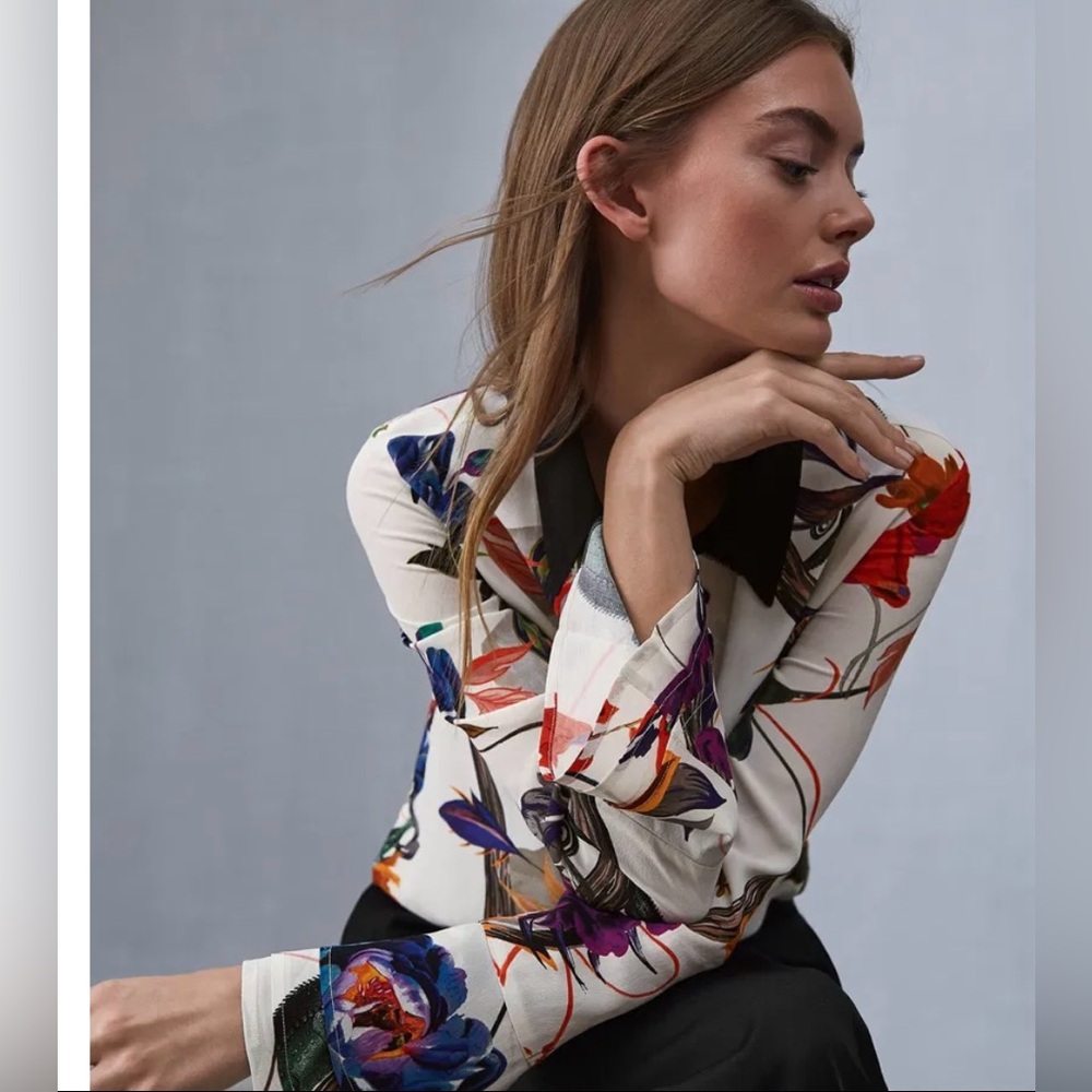Brand New Reiss Lupa Bold Floral Printed Blouse - Picture 3 of 10